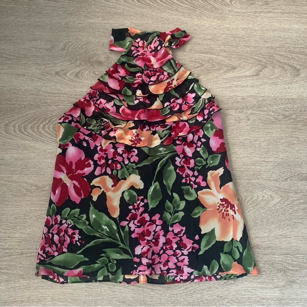 Liz Claiborne Floral Halter Neck Blouse Size 12